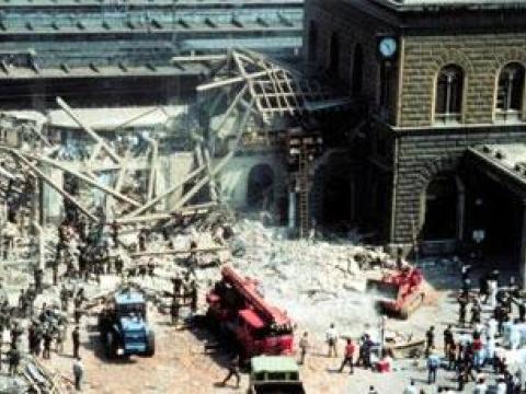 Photo of Bologna train station after the 1980 bombing.